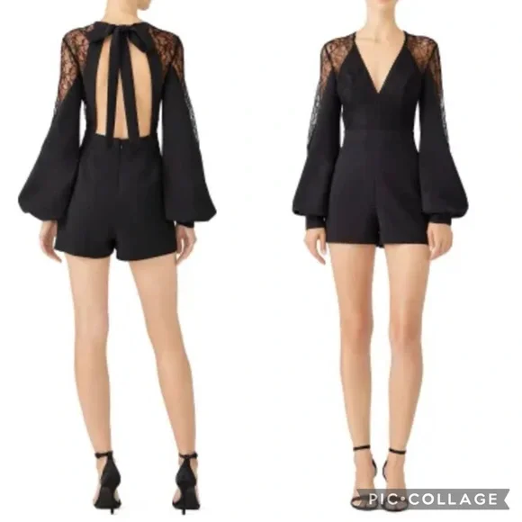 ALEXIS Gorgeous Black Bertine Romper with Lace Detail 🖤